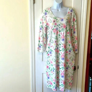100% Pima Cotton Nightgown Women’s Small Long Sleeve Length Floral Cottage Core